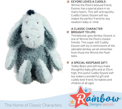 Rainbow Designs Official Winnie the Pooh - Disney Classic Hundred Acre Woods Cuddly Eeyore Soft Toy Ideal For Babies Children And Toddlers