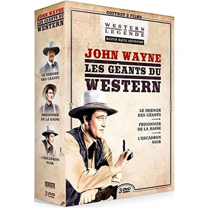 Les géants du western : john wayne - coffret 3 films : le dernier des géants + prisonnier de la haine + l'escadron noir