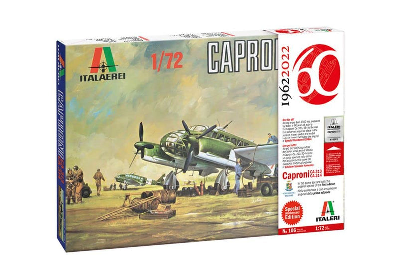 Italeri-106 Caproni CA.313 CA.314, Italaerei Vintage Edition 60 años, Escala 1:72, Kit, plástico para Montar, Modelo, Multicolor (IT0106