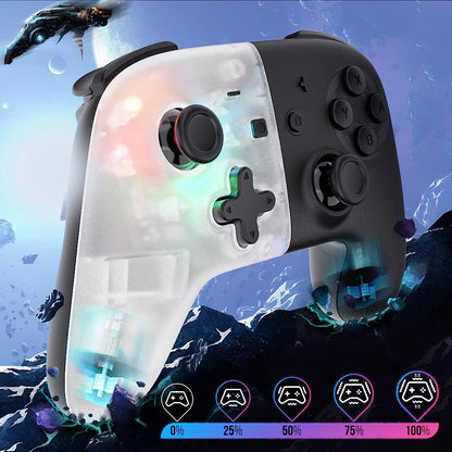 Oniverse White Star Wireless Switch Controller Switch Pro Controller LED Bluetooth Controller voor Switch OLED Switch Switch Lite (iOS en Android) Vibration Turbo Mode 6 assen Gyroscoop Wit