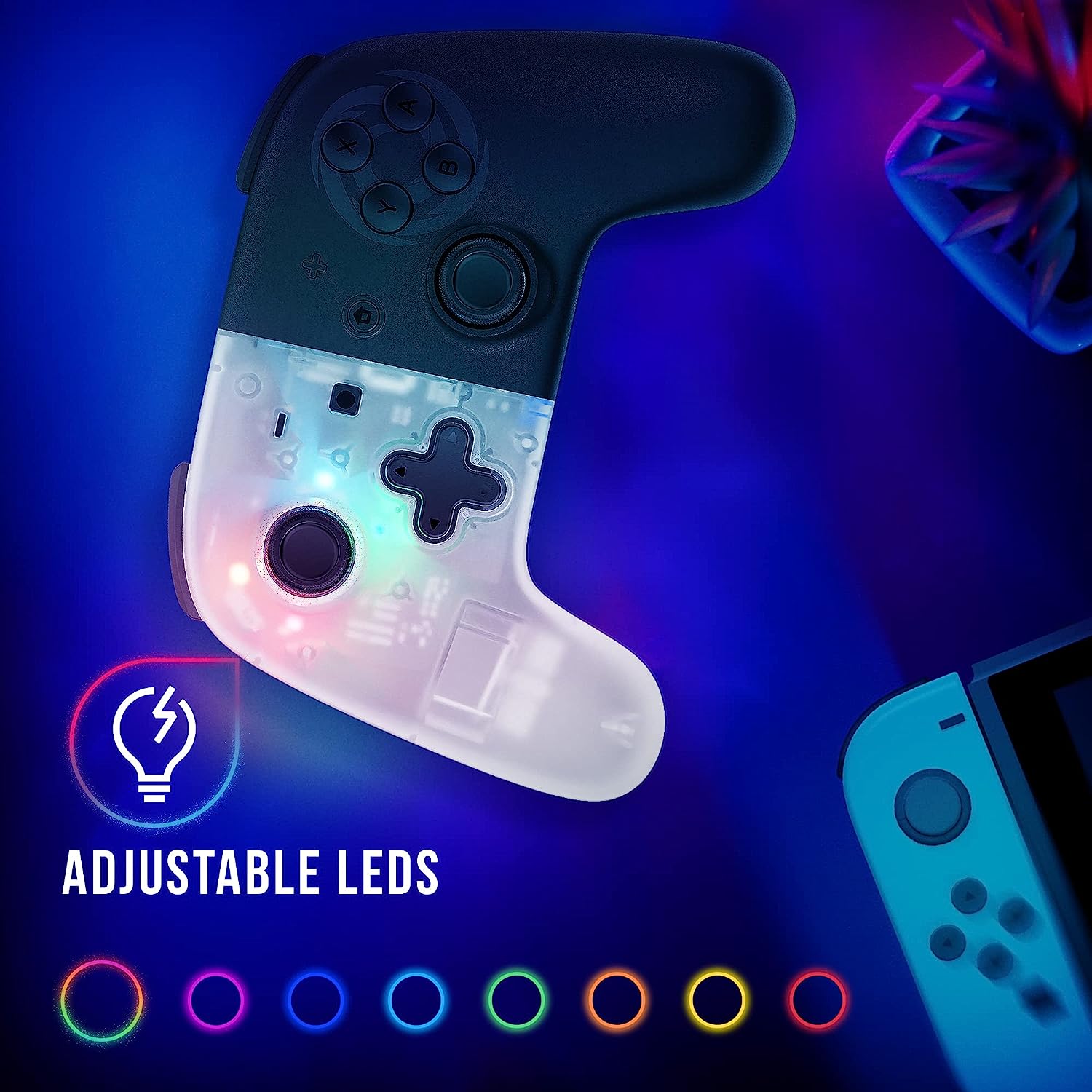 Oniverse White Star Wireless Switch Controller Switch Pro Controller LED Bluetooth Controller voor Switch OLED Switch Switch Lite (iOS en Android) Vibration Turbo Mode 6 assen Gyroscoop Wit