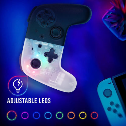 Oniverse White Star Wireless Switch Controller Switch Pro Controller LED Bluetooth Controller voor Switch OLED Switch Switch Lite (iOS en Android) Vibration Turbo Mode 6 assen Gyroscoop Wit