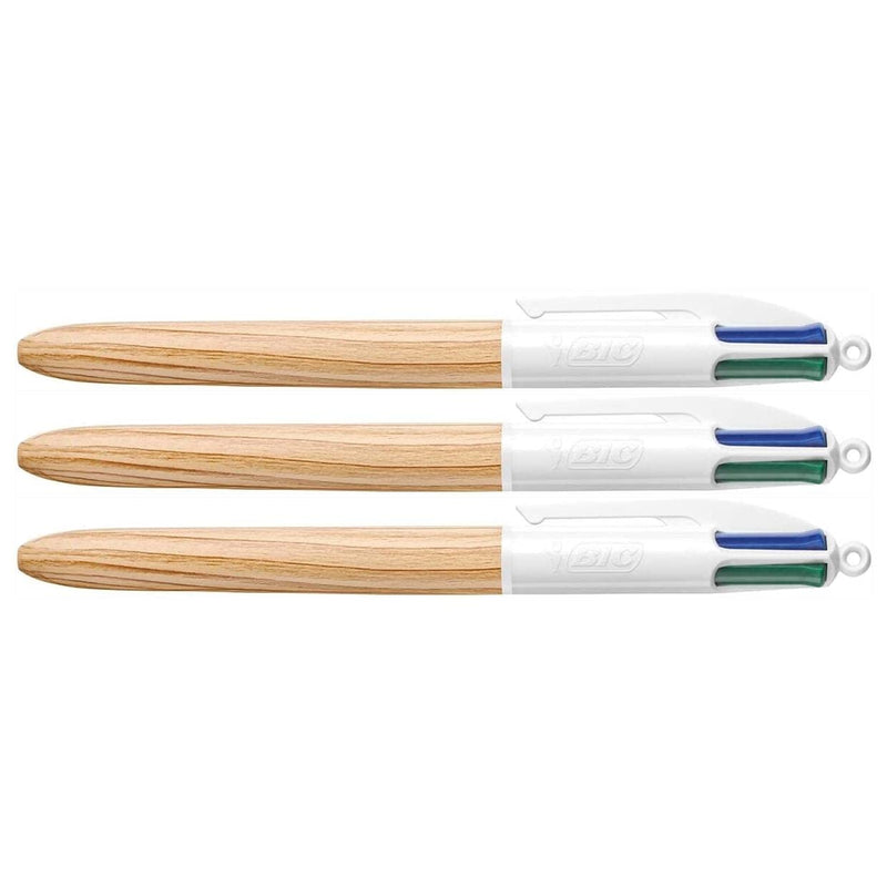 Bic Box of 12 Pens 4 Colours Wood