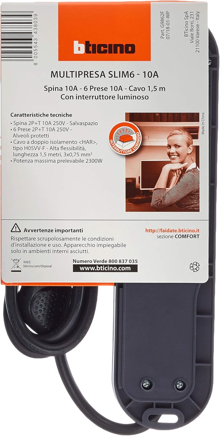 Multipresa Slim6 - 6 Prese  10A
