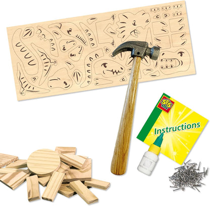 SES Creative 00942 Woodwork set-Dinosaurs, Multi, One size