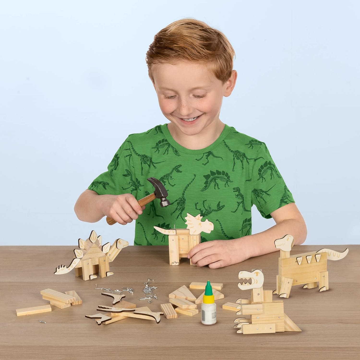 SES Creative 00942 Woodwork set-Dinosaurs, Multi, One size