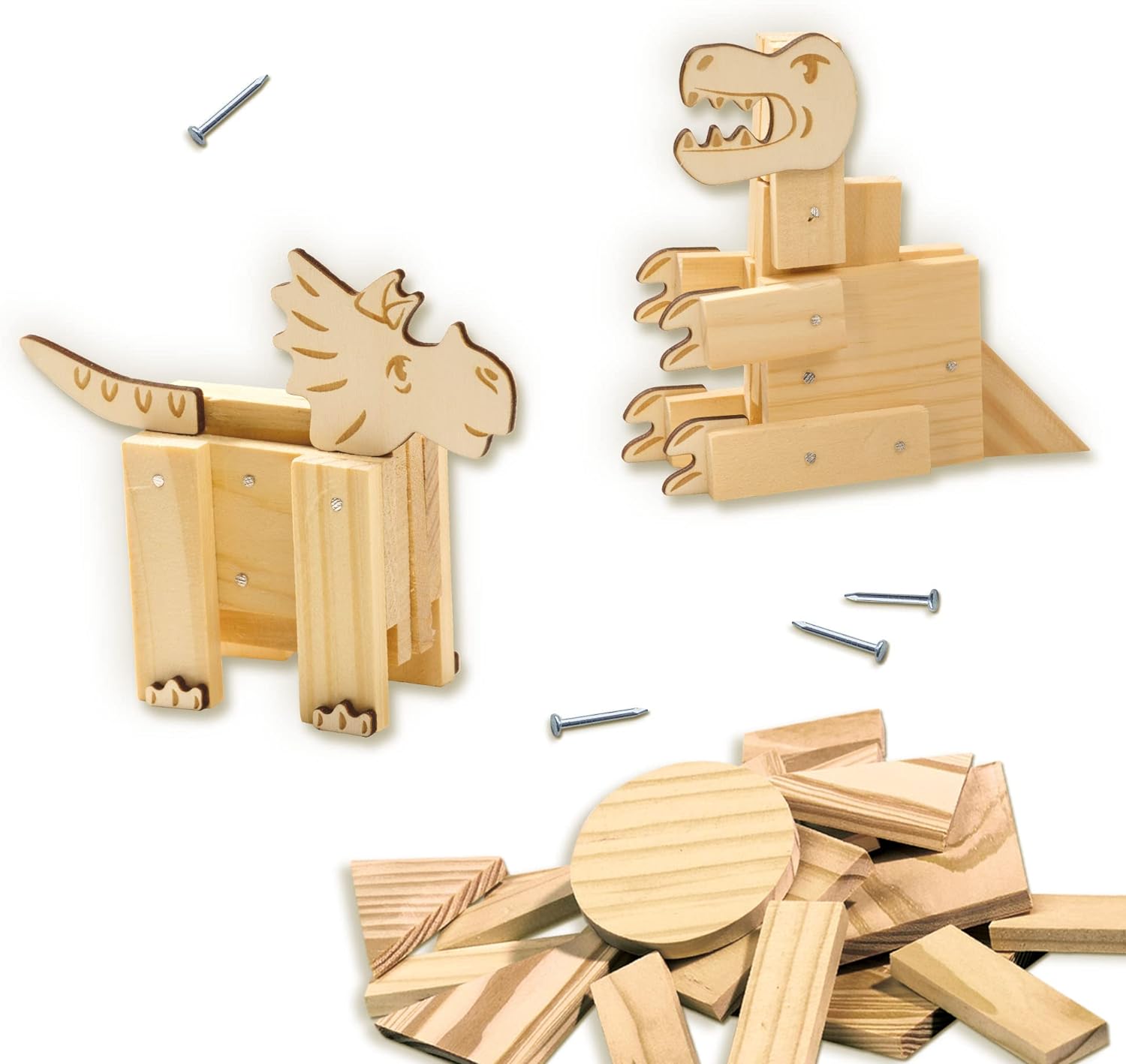 SES Creative 00942 Woodwork set-Dinosaurs, Multi, One size
