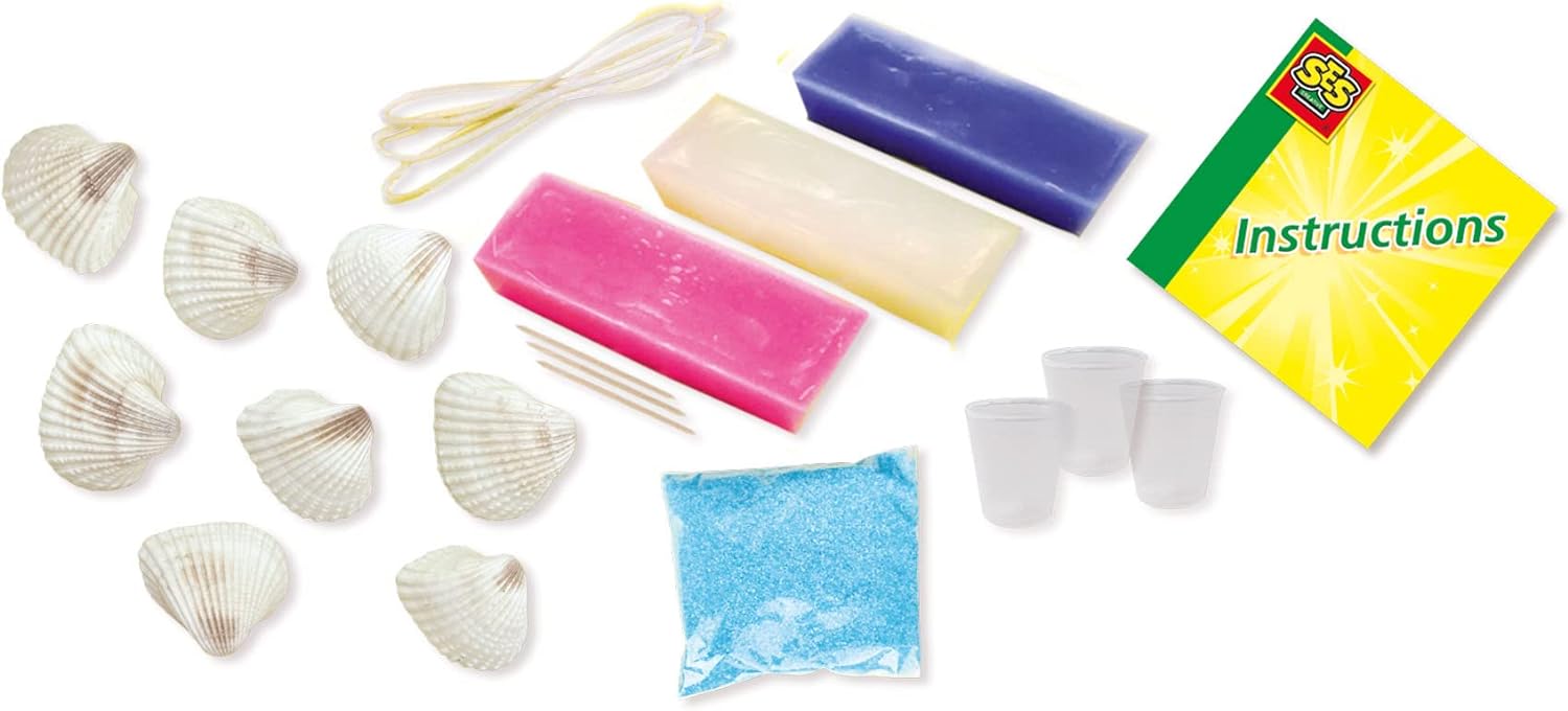 SES Creative 14033 Shell Candles - Inspired by Nature, Candle Wax That Melts and is to be Poured into The Shells, Age 6+