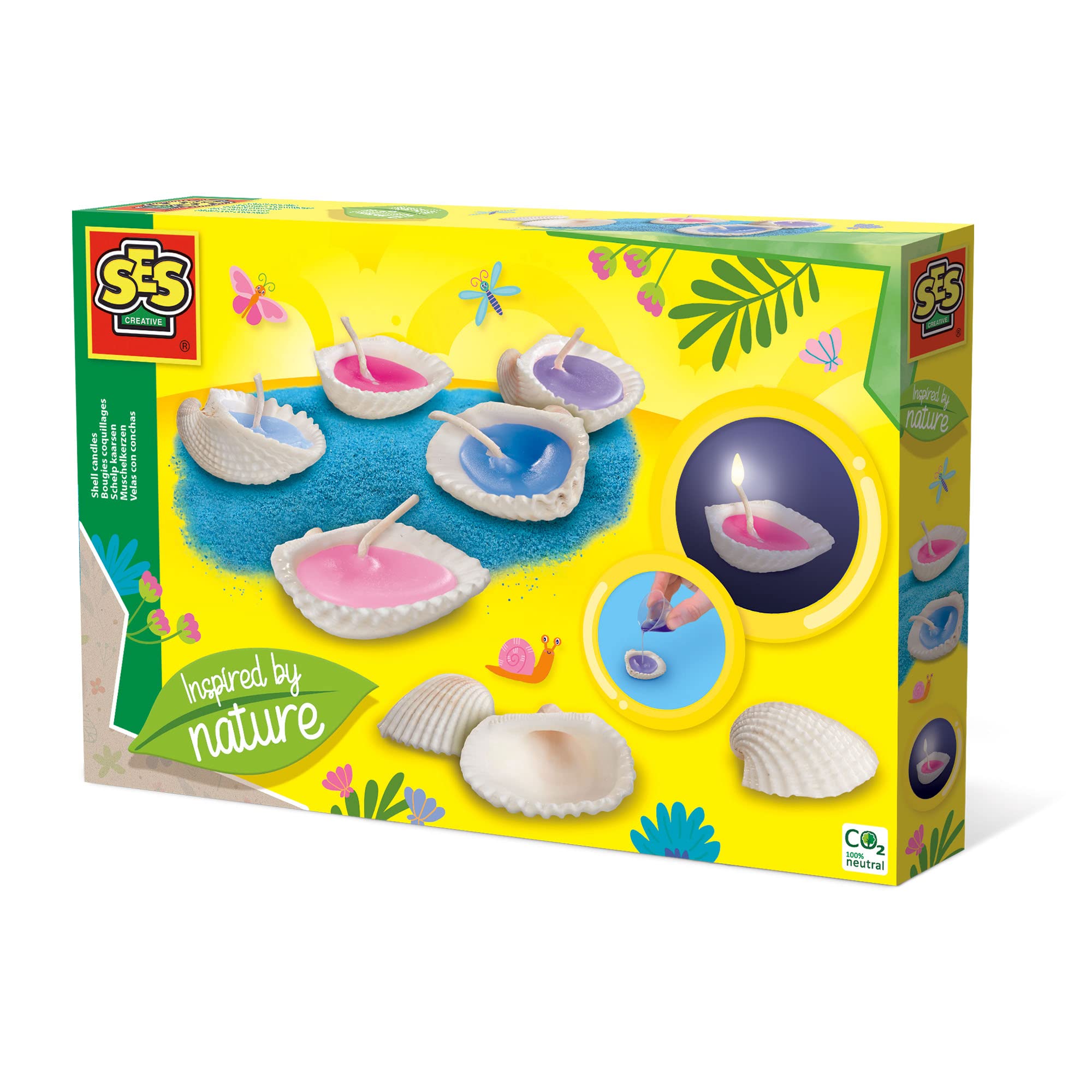 SES Creative 14033 Shell Candles - Inspired by Nature, Candle Wax That Melts and is to be Poured into The Shells, Age 6+