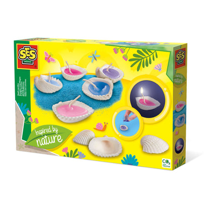 SES Creative 14033 Shell Candles - Inspired by Nature, Candle Wax That Melts and is to be Poured into The Shells, Age 6+