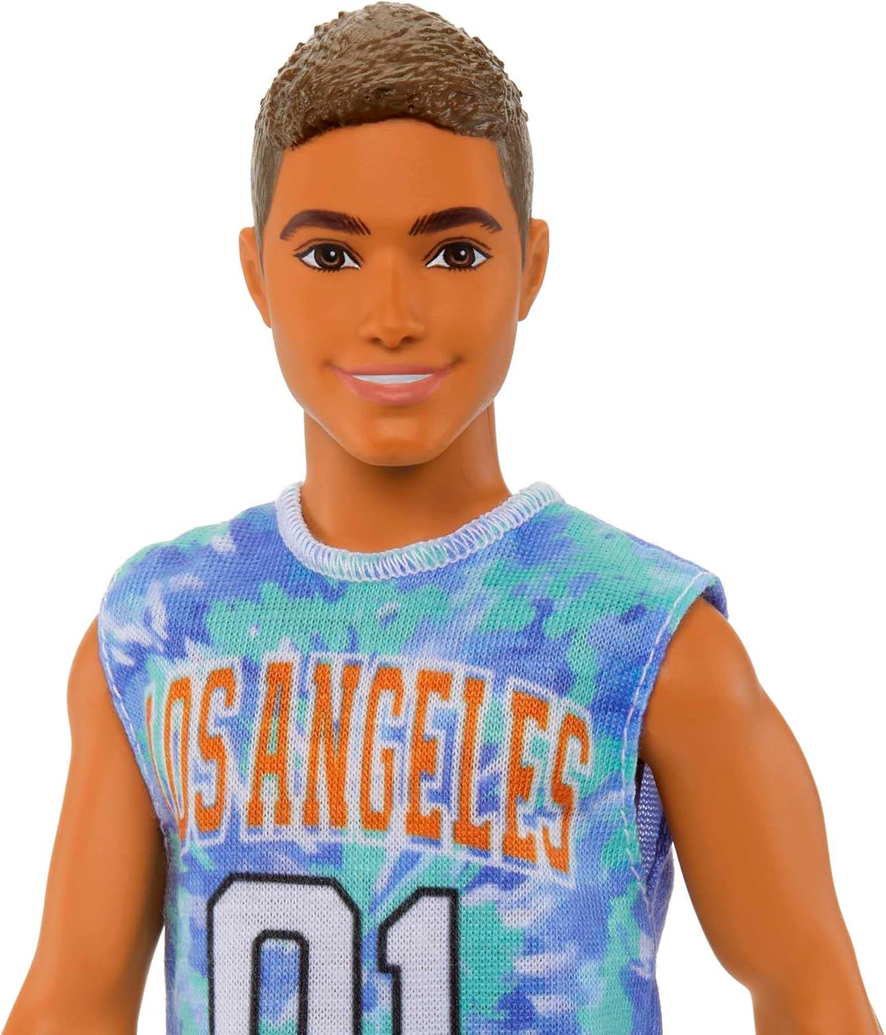 Barbie Ken Fashionistas Doll #212 with Prosthetic Leg, Wearing Los Angeles Jersey and Purple Shorts with Sneakers, HJT11