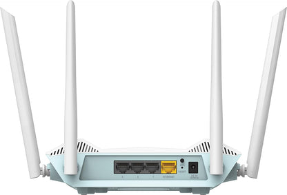 D-Link R15 EAGLE PRO AI AX1500 Smart Router with AI Wi-Fi/Traffic Optimiser, AI Parental Control, Gigabit Ports, MU-MIMO, 1024 QAM, OFDMA, WPA3, D-Link Wi-Fi Mesh. Works with Alexa/Gooogle Assistant.