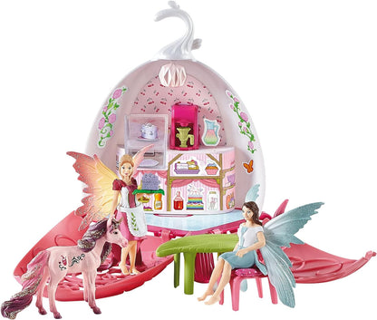 Schleich Bayala Fairy Cafe Blossom - 21-Piece Magical Fairy and Unicorn Figurine Playset with Dollhouse and Enchanted Dollhouse Accessories - Imaginative Play Unicorn Gifts for Girls, Boys Ages 5-12