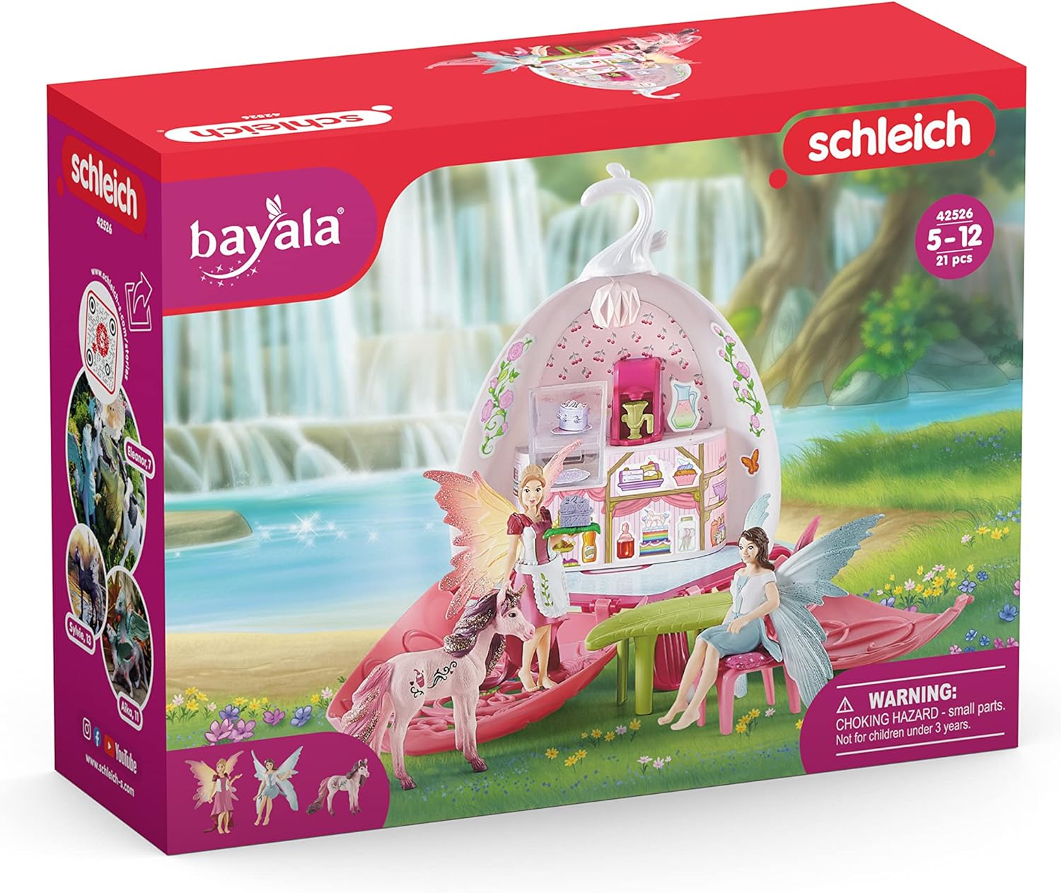 Schleich Bayala Fairy Cafe Blossom - 21-Piece Magical Fairy and Unicorn Figurine Playset with Dollhouse and Enchanted Dollhouse Accessories - Imaginative Play Unicorn Gifts for Girls, Boys Ages 5-12