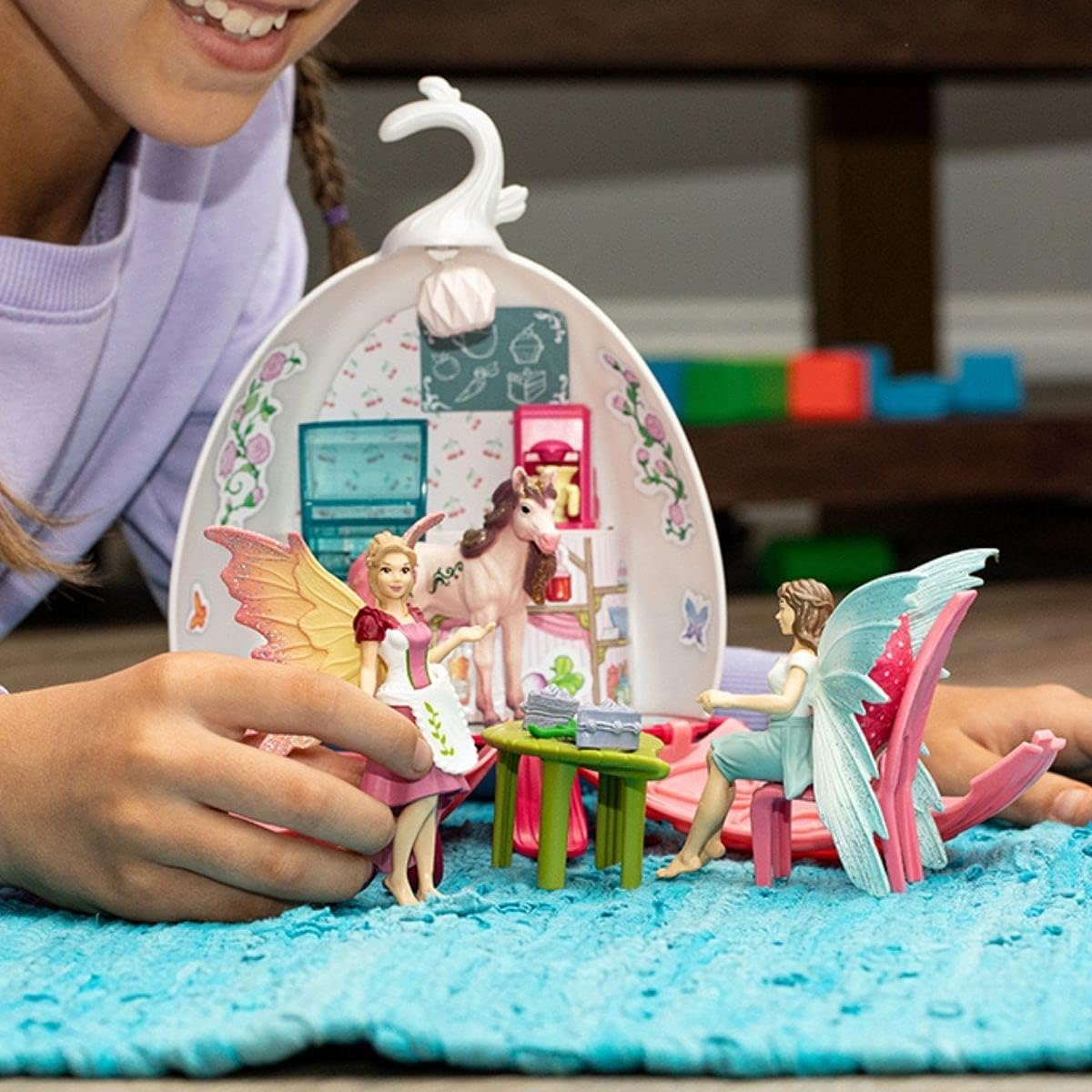 Schleich Bayala Fairy Cafe Blossom - 21-Piece Magical Fairy and Unicorn Figurine Playset with Dollhouse and Enchanted Dollhouse Accessories - Imaginative Play Unicorn Gifts for Girls, Boys Ages 5-12