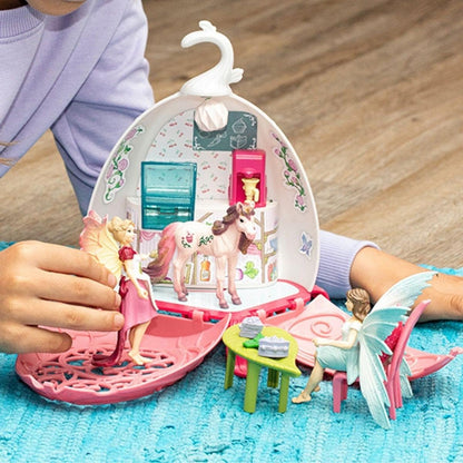 Schleich Bayala Fairy Cafe Blossom - 21-Piece Magical Fairy and Unicorn Figurine Playset with Dollhouse and Enchanted Dollhouse Accessories - Imaginative Play Unicorn Gifts for Girls, Boys Ages 5-12