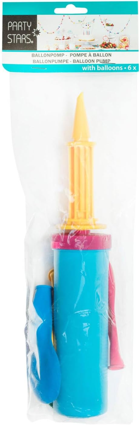 Party Stars balloon pump with 6 balloons