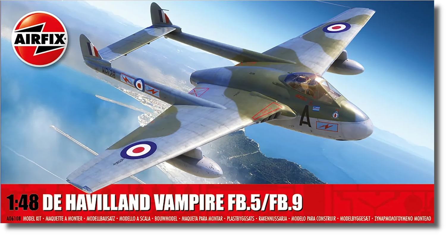 Airfix A06108 de Havilland Vampire FB.5/FB.9. 1:48 Scale Plastic model making kit