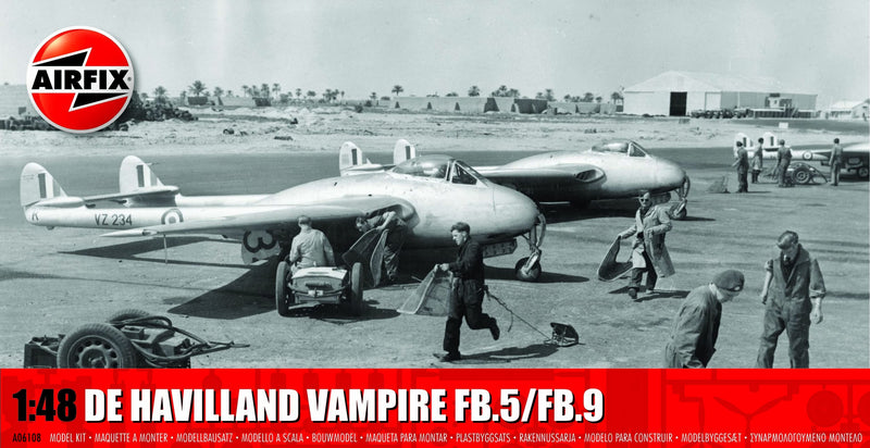 Airfix A06108 de Havilland Vampire FB.5/FB.9. 1:48 Scale Plastic model making kit