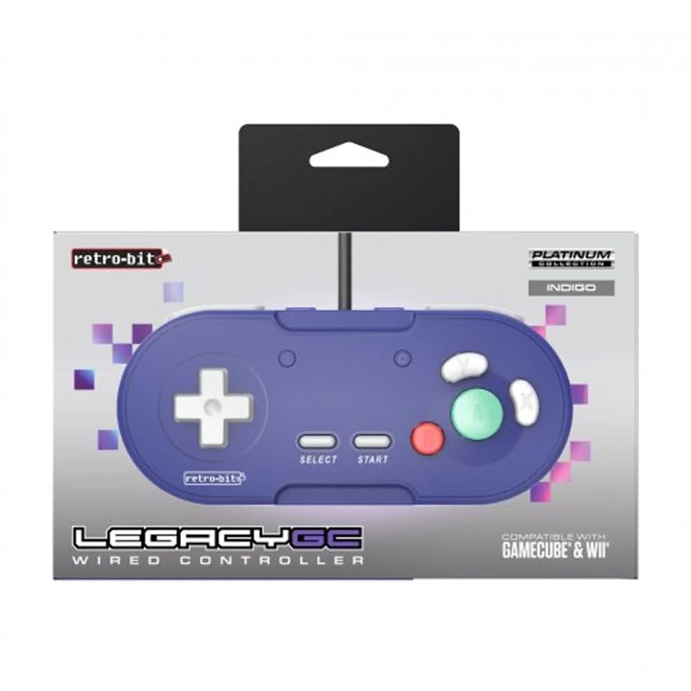 Retro-Bit Legacy GC Wired Controller - for Gamecube & Wii - Indigo