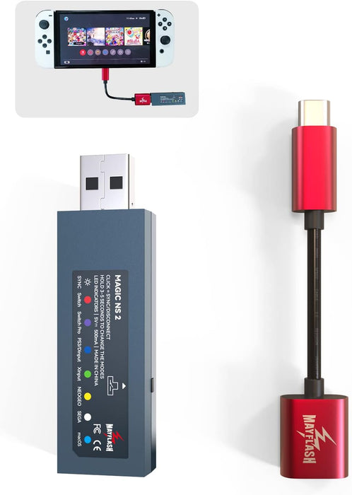 MAYFLASH MAGIC NS 2 Wireless Bluetooth USB Adapter for Switch/Switch OLED, Windows, Raspberry Pi, Compatible with Xbox Series X & S Controller, Xbox One Bluetooth Controller, PS5 Controller and more