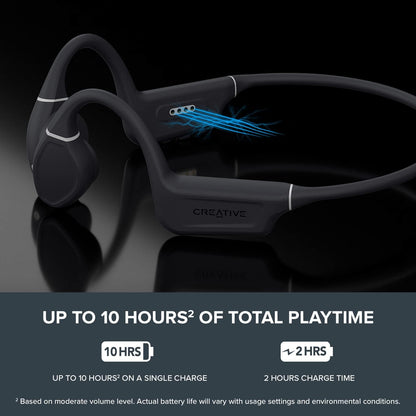 Creative Outlier Free Wireless Bone Conduction Headphones with Bluetooth 5.3, IPX5 Sweat and Water Splash Resistance, Multipoint Connectivity, Up to 10 Hours of Battery life, Built-in Mic