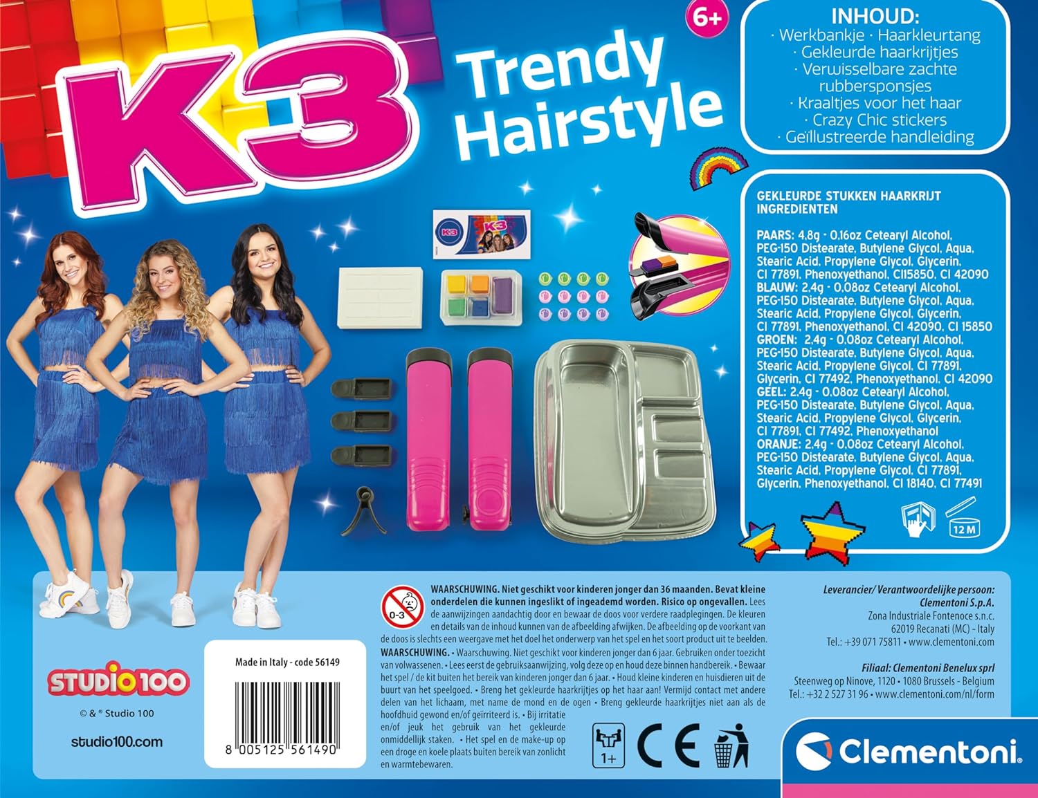 Clementoni 56149 K3 Trendy Hairstyles Colors & Crafts, Dutch Language, Creative Gift for Children 6-10 Years, Girl, Made in Italy