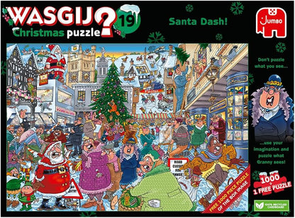 Jumbo, Wasgij Christmas 19 - Santa Dash, Jigsaw Puzzle for Adults, 2 x 1000 Piece