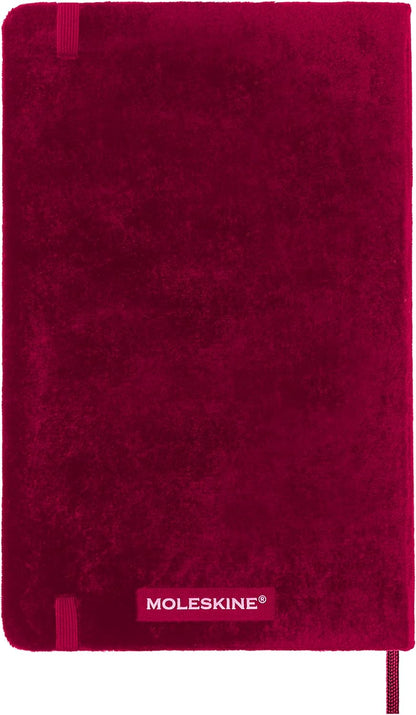 Moleskine Lined Notebook, Limited Edition Velvet Collection, Velvet Hard Cover and Elastic Closure, Pink Colour, Large Format, 144 Pages