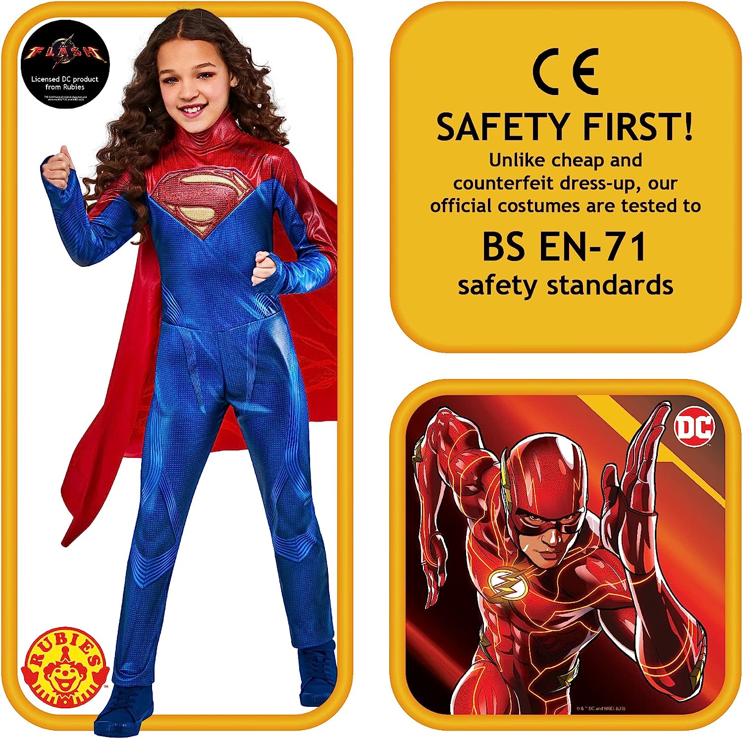 Rubies Official DC Comics Flash The Movie Supergirl Costume, Kids Fancy Dress