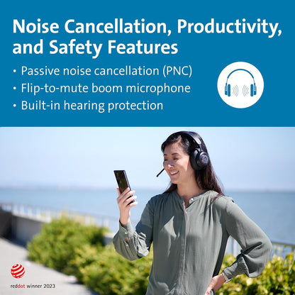 Kensington H3000 Over-Ear Bluetooth Wireless Headset with Microphone, Windows & Mac Compatible Head Set with Mic, Noise Cancelling Computer Headphones with USB-C Charging Cable & Carry Case (K83452WW