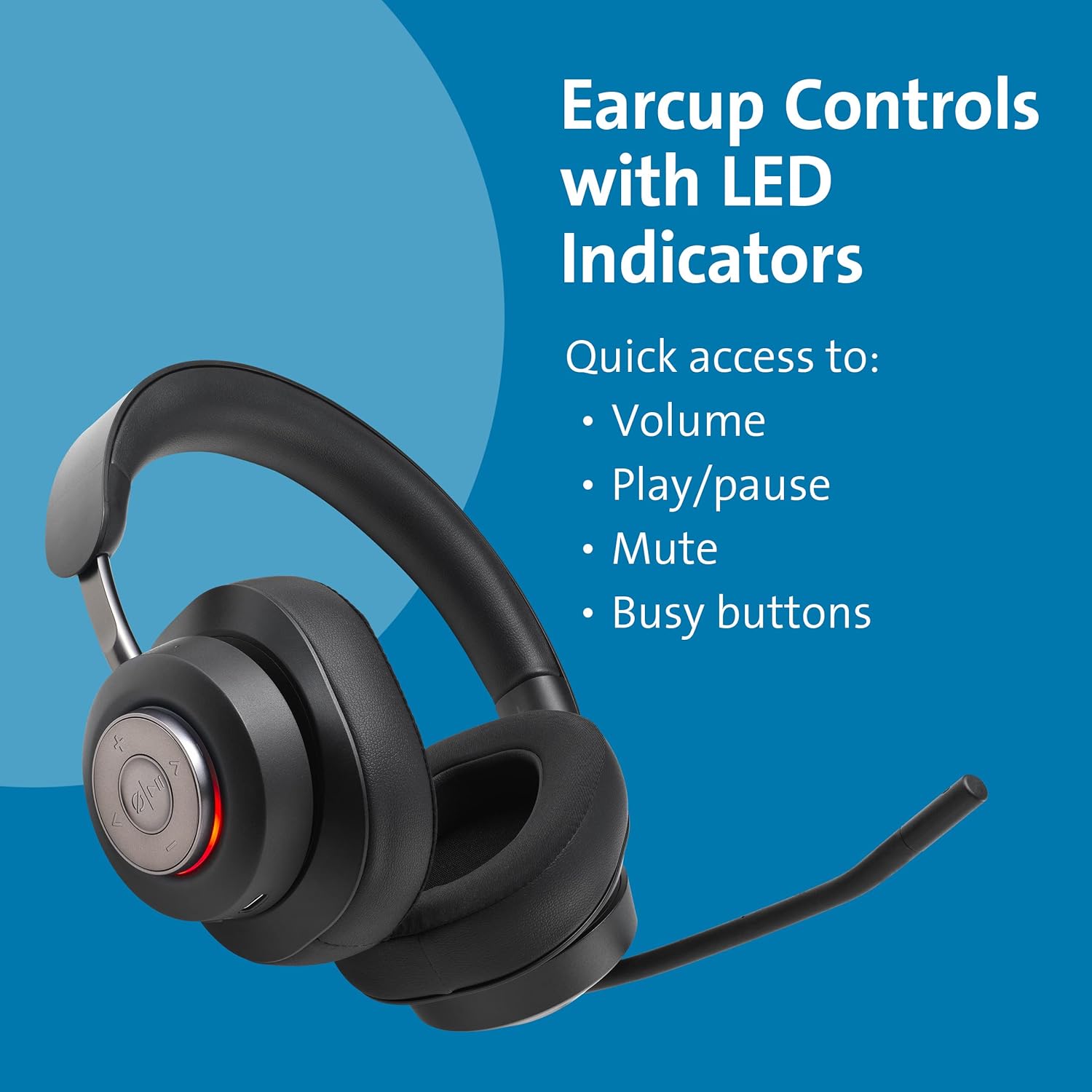 Kensington H3000 Over-Ear Bluetooth Wireless Headset with Microphone, Windows & Mac Compatible Head Set with Mic, Noise Cancelling Computer Headphones with USB-C Charging Cable & Carry Case (K83452WW