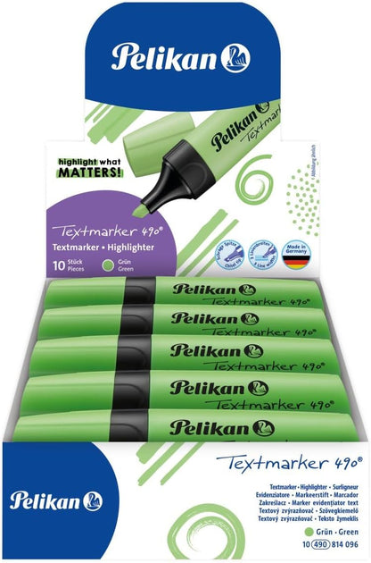 Pelikan 490 814096 Highlighters Pack of 10 Fluorescent Green