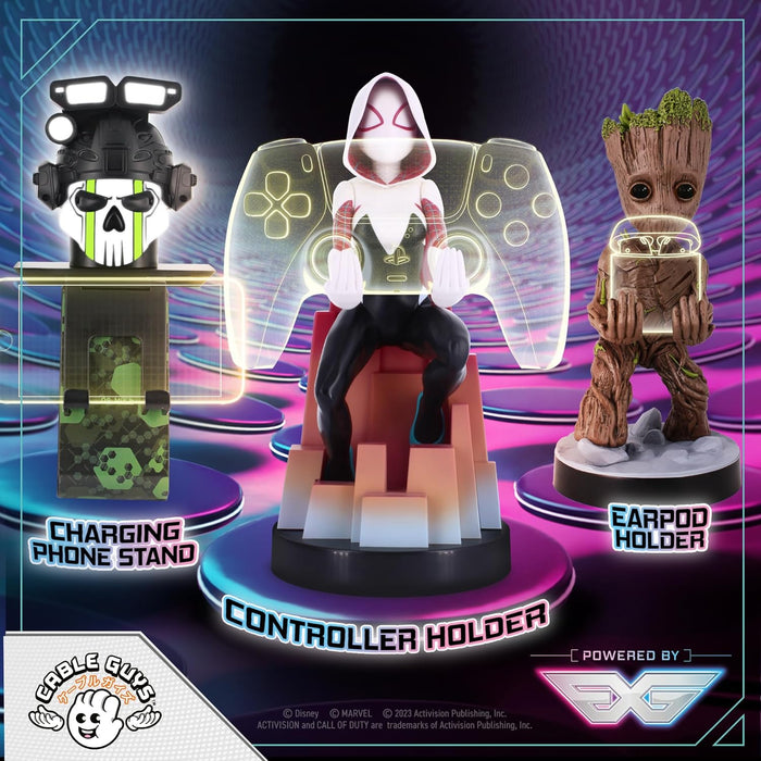 Cableguys - Marvel Ghost Spider Gaming Accessories Holder & Phone Holder for Most Controller (Xbox, Play Station, Nintendo Switch) & Phone