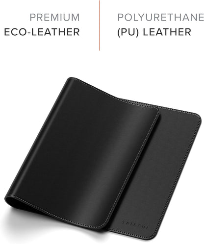 SATECHI Eco-Leather Deskmate 23” x 12.2” - Desk Blotter & Protector - Safe for Lacquered & Varnished Wooden Surfaces (Black)