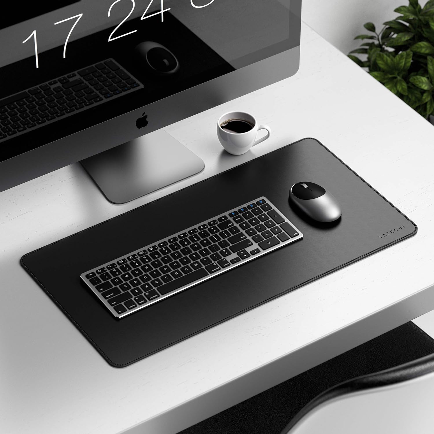SATECHI Eco-Leather Deskmate 23” x 12.2” - Desk Blotter & Protector - Safe for Lacquered & Varnished Wooden Surfaces (Black)