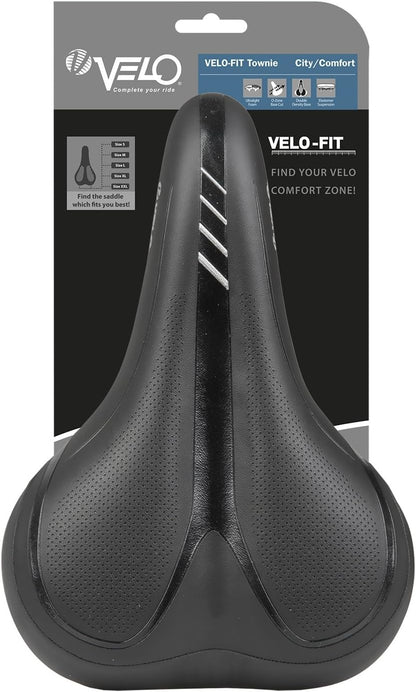 VELO Unisex Adult Fit Townie Saddle For Bicycle XXL Black