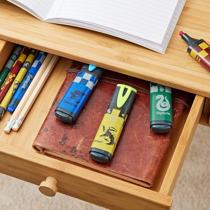 MAPED - Pack de Subrayadores - Colección de Harry Potter - 4 Subrayadores con Diseño Lúdico - Amarillo, Rojo, Azul y Verde - Punta Biselada - Tapón a Presión - Ideal para Apuntes, 740701
