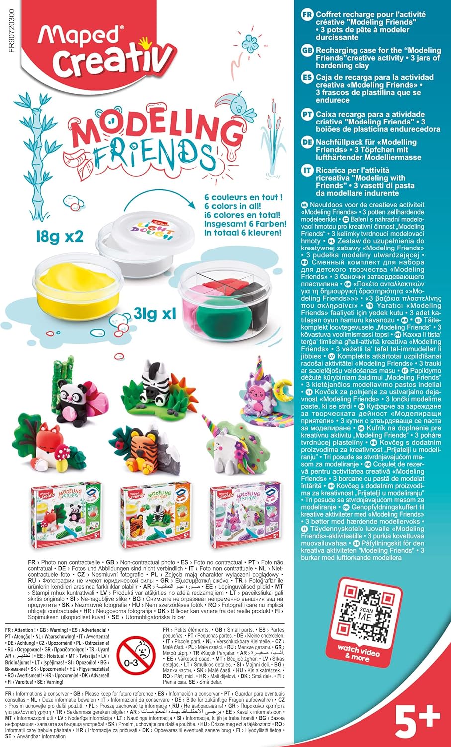 Maped CREATIV Refill Pot with Modelling Clay for Modelling Friends Pack of 3 Refills