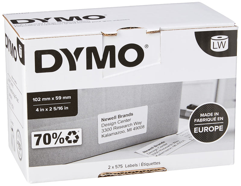 DYMO Authentic LabelWriter High-Capacity Shipping Labels | (59 mm x 102 mm) | 2 Rolls of 575 Easy-Peel Labels (1,150 Mailing Labels) | Self-Adhesive | for LabelWriter 4XL/5XL Label Makers