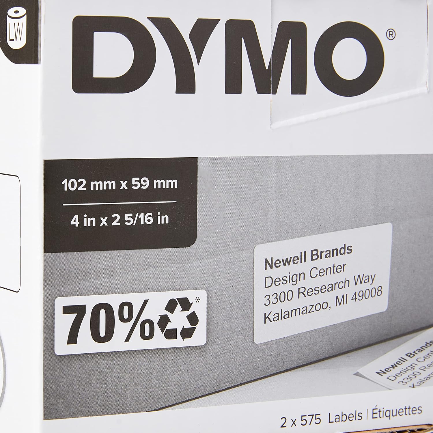 DYMO Authentic LabelWriter High-Capacity Shipping Labels | (59 mm x 102 mm) | 2 Rolls of 575 Easy-Peel Labels (1,150 Mailing Labels) | Self-Adhesive | for LabelWriter 4XL/5XL Label Makers