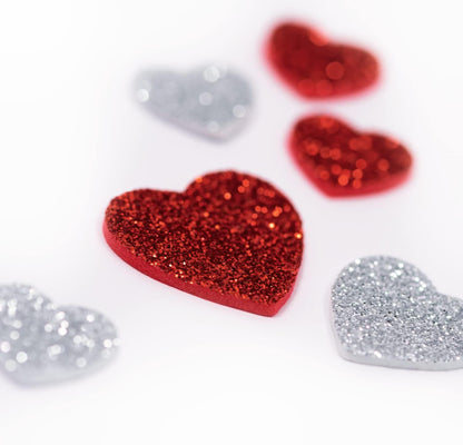 Folia 23791 - Foam Rubber Glitter Stickers, 40 Pcs, Hearts Assorted in Red and Silver