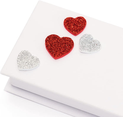 Folia 23791 - Foam Rubber Glitter Stickers, 40 Pcs, Hearts Assorted in Red and Silver