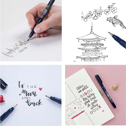 Tombow WS-BHS-2P Fudenosuke Hard and Soft Tip Brush Pen - Black