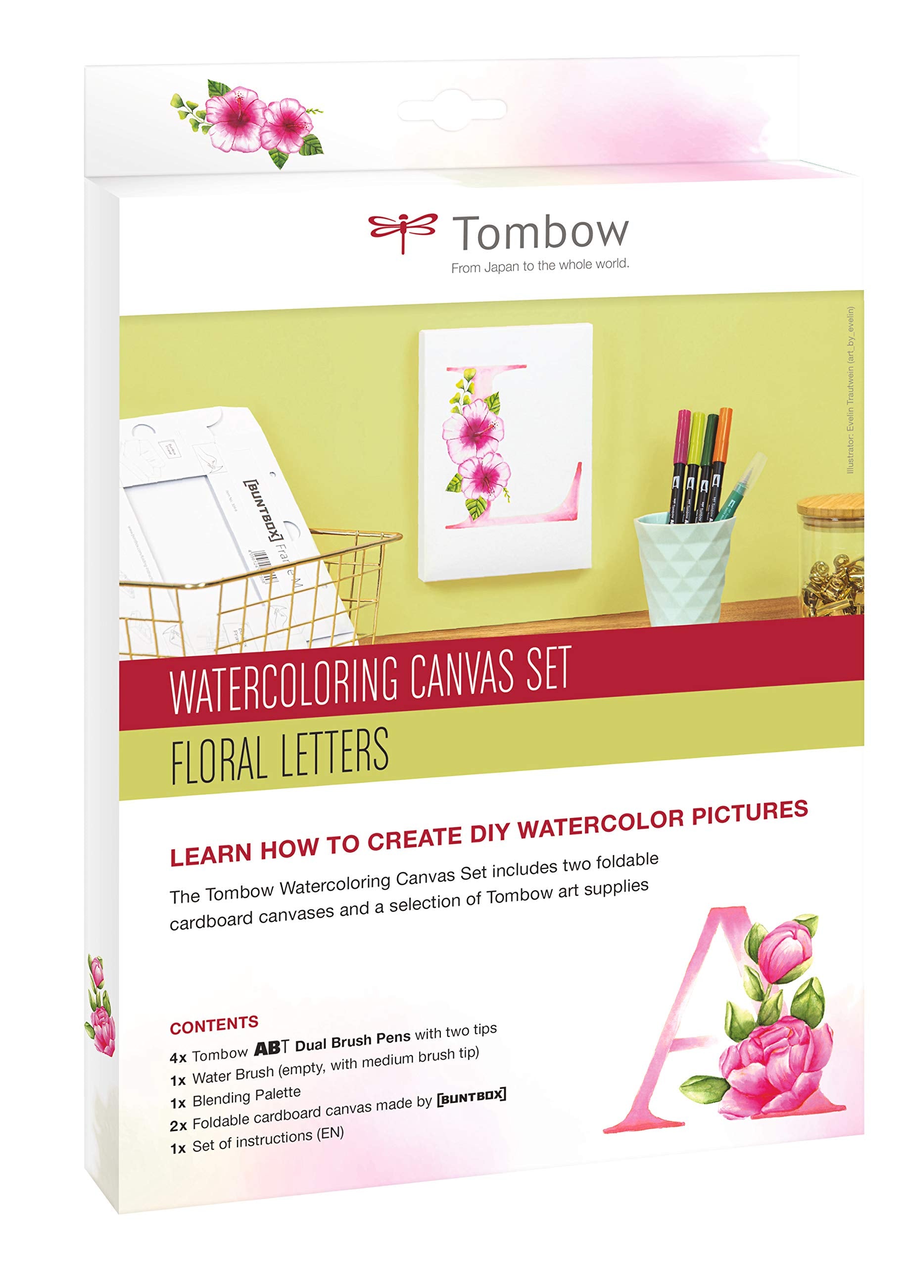 Tombow Watercoloring Canvas Set Floral Letters