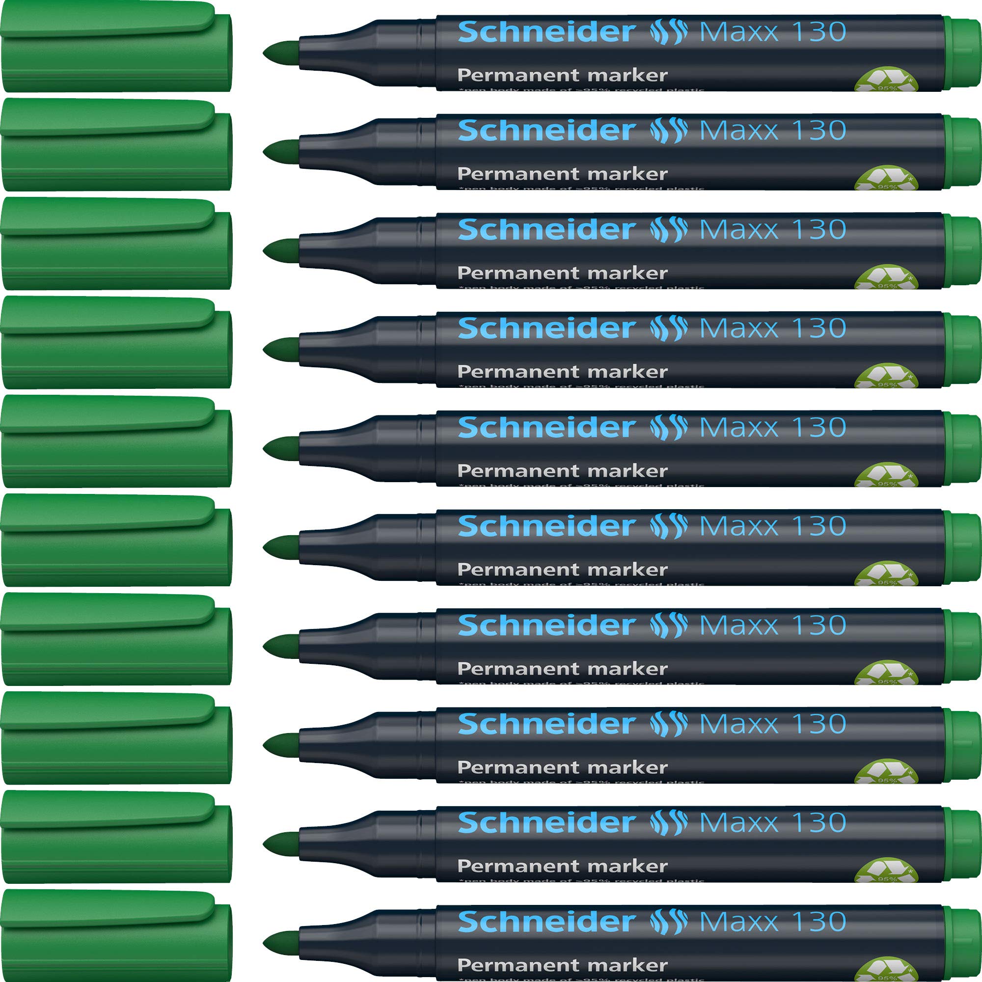 Schneider Maxx 130 Permanent Marker with Bullet Tip (Line Width: 1-3 mm, Refillable) Pack of 10