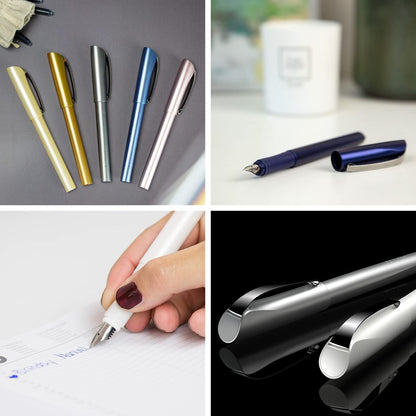 Schneider 168653 Ceod Shiny Fountain Pen (Right- and Left-Handed Users, Medium Nib, Including Ink Cartridge Royal Blue) Gold Medium