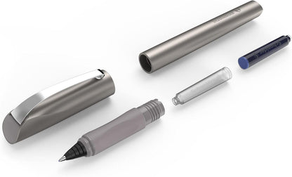Schneider 186221 Ceod Shiny Tintenroller, Graphite & 6801 Tintenpatronen (Standard Patronen für Füller, nicht löschbar) schwarz, 100 Stück, 100 Stück (1er Pack