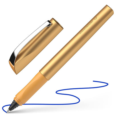 Schneider 186255 Ceod Shiny Rollerball Pen - Right and Left Handed - Medium Line Width + Royal Blue Ink Cartridge, bronze