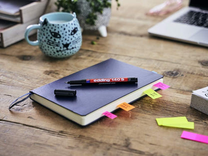 edding 140 S permanent pen - set of 4 - multi-coloured - round nib 0.3 mm - pen for writing on glass, plastic, foils and smooth surfaces - permanent, quick-drying, smudge-proof and waterproof